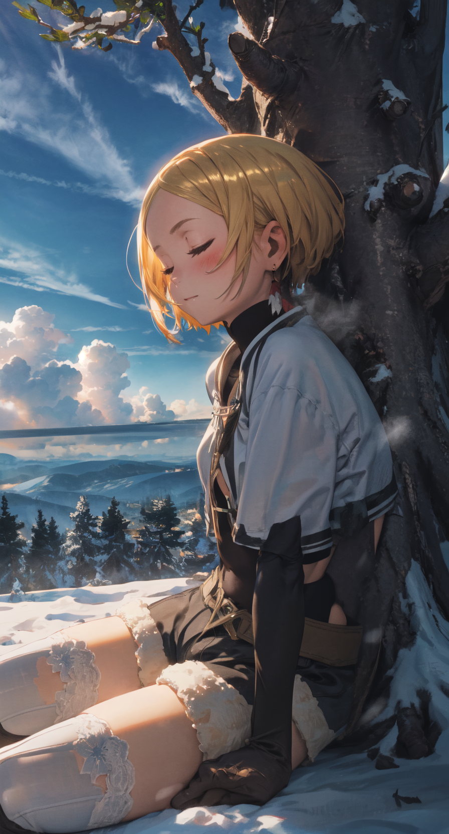 65002-3441380825-cinematic lighting, , best quality, masterpiece, cowboy shot, absurdres_BREAK sara, 1girl, solo, blush, shiny skin, thigh-highs,.png